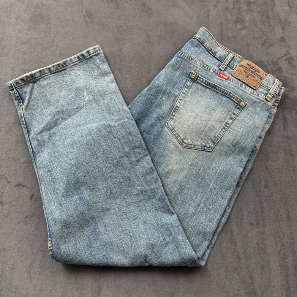 Wrangler Premium Quality Mens Regular Fit Light Wash Denim Jeans 42x30 97FXWBD